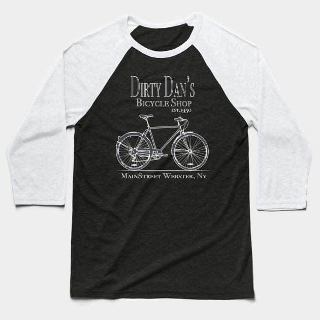 Dirty Dans Bicycle Shop Baseball T-Shirt by BlacBoxApparel